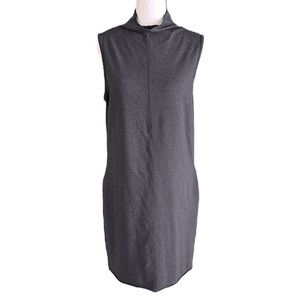 Central Park Charcoal Gray Sleeveless Mock Neck Raw Hem Jersey Knit Mini Dress M